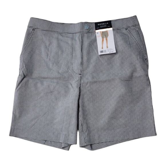 Rafaella Womens 7" Inseam Comfort Fit Stretch Short Black/White Size 16 - Picture 1 of 8